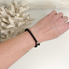 Load image into Gallery viewer, Black Tourmaline gemstone bead bracelet available in 6mm and 8mm sizes – Soul Warrior Collective