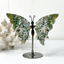Load image into Gallery viewer, MOSS AGATE BUTTERFLY ON STAND