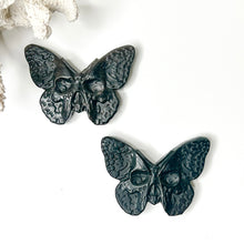 Load image into Gallery viewer, BLACK OBSIDIAN BUTTERFLY SKULL CARVING