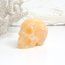 Load image into Gallery viewer, Yellow Calcite Skull Crystal Carving