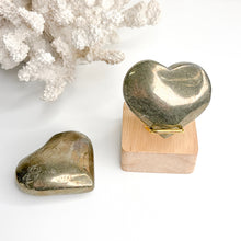 Load image into Gallery viewer, polished Pyrite heart showing natural golden metallic lustre