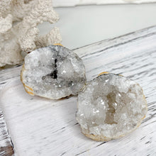 Load image into Gallery viewer, CLEAR QUARTZ CUT GEODE PAIR