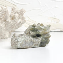 Load image into Gallery viewer, MOSS AGATE DRAGON HEAD CARVING