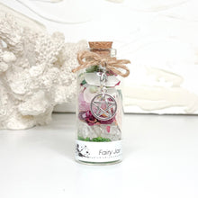 Load image into Gallery viewer, Fairy Wish Jar with crystal chips, moss, dried flowers, rose petals and silver pentagram star charm