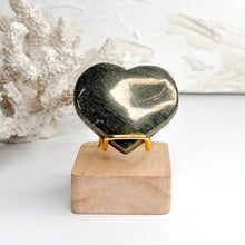 Load image into Gallery viewer, Polished Pyrite crystal heart approximately 5.5cm with natural metallic golden colouring