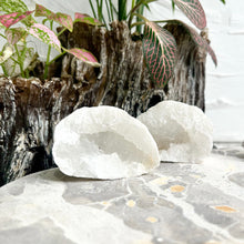 Load image into Gallery viewer, CLEAR QUARTZ MINI GEODE PAIR