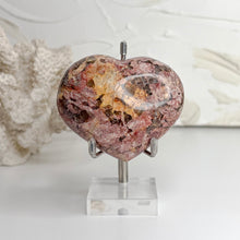 Load image into Gallery viewer, Red Feldspar heart crystal with natural pink red cream and earthy patterning