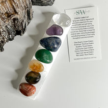Load image into Gallery viewer, CHAKRA TUMBLE KIT W/SELENITE ENGRAVED ROD
