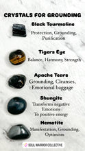 Load image into Gallery viewer, Grounding Crystal Kit with Black Tourmaline, Tiger’s Eye, Apache Tears, Shungite and Hematite