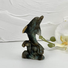 Load image into Gallery viewer, LABRADORITE DOLPHIN CARVING