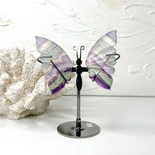 Load image into Gallery viewer, RAINBOW FLUORITE BUTTERFLY WINGS ON STAND
