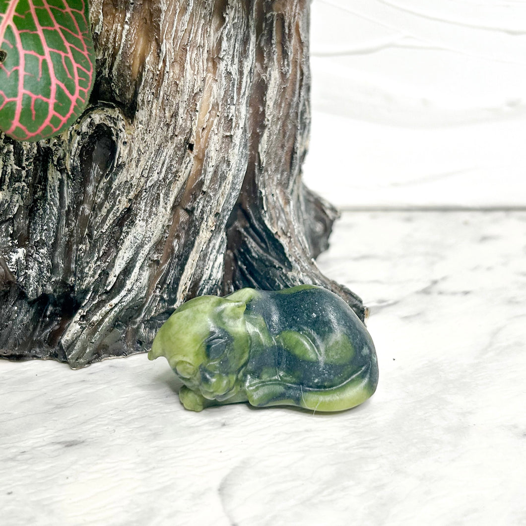 GREEN JADE SIMBA CARVING