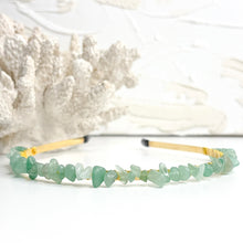 Load image into Gallery viewer, Crystal chip headbands in Clear Quartz, Rose Quartz, Green Aventurine and Aquamarine
