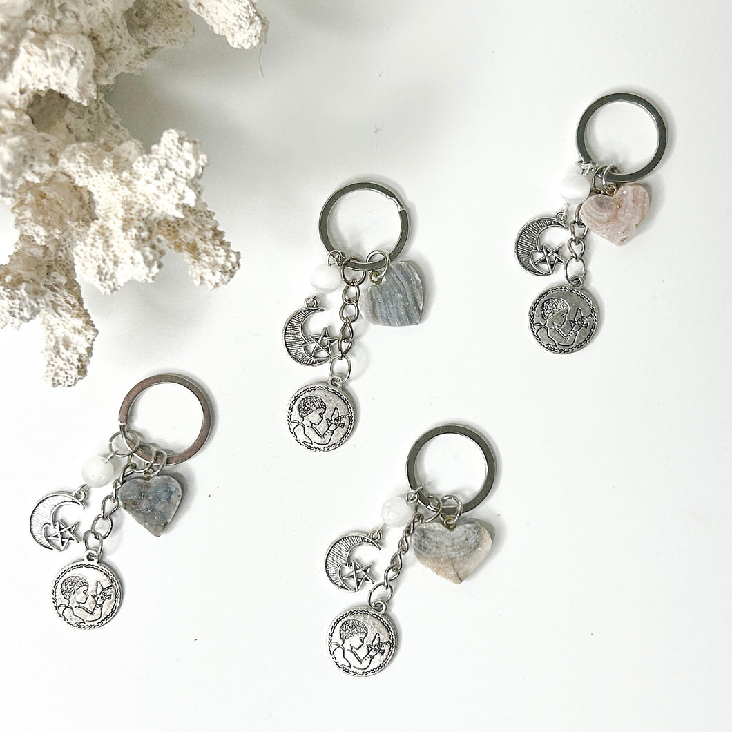 AGATE HEART KEY CHAIN