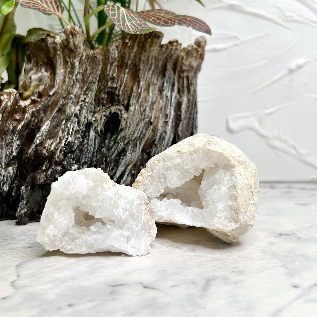 CLEAR QUARTZ GEODE PAIR