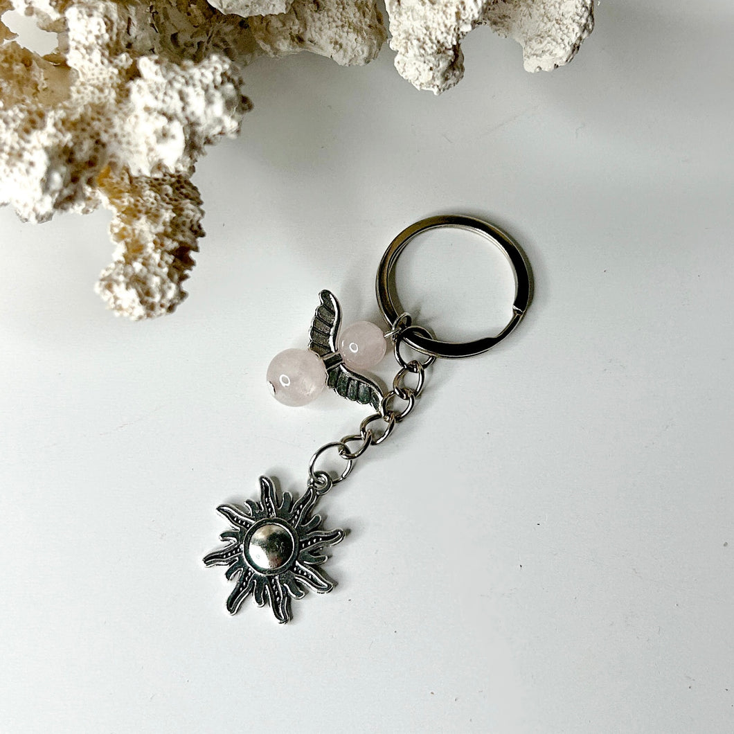 ROSE QUARTZ ANGEL KEY CHAIN