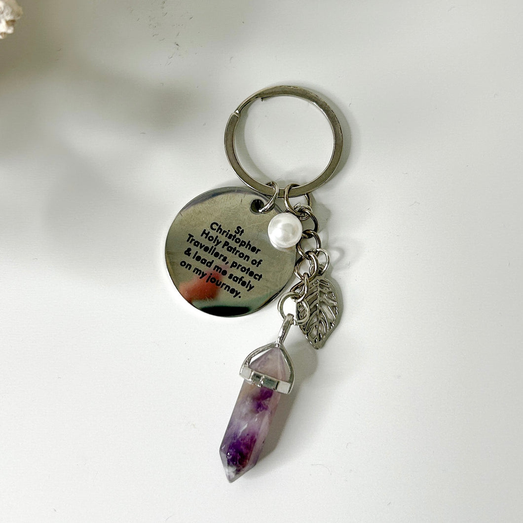 SAINT CHRISTOPHER AMETHYST DT KEYRING