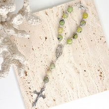 Load image into Gallery viewer, Mini crystal rosary beads with gemstone beads Madonna medal and crucifix
