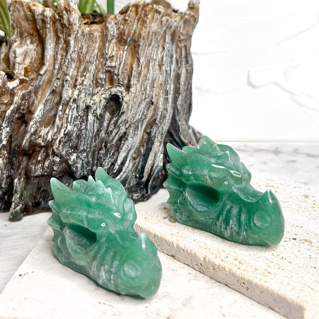 GREEN AVENTURINE DRAGON HEAD CARVING
