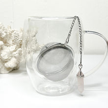 Load image into Gallery viewer, ROSE QUARTZ CRYSTAL LARGE TEA INFUSER
