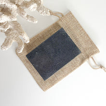 Load image into Gallery viewer, Handmade oatmeal and activated charcoal soap bar with eucalyptus, clove bud and tea tree essential oils
