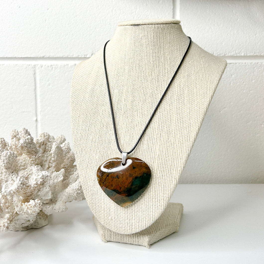 OCEAN JASPER HEART PENDANT