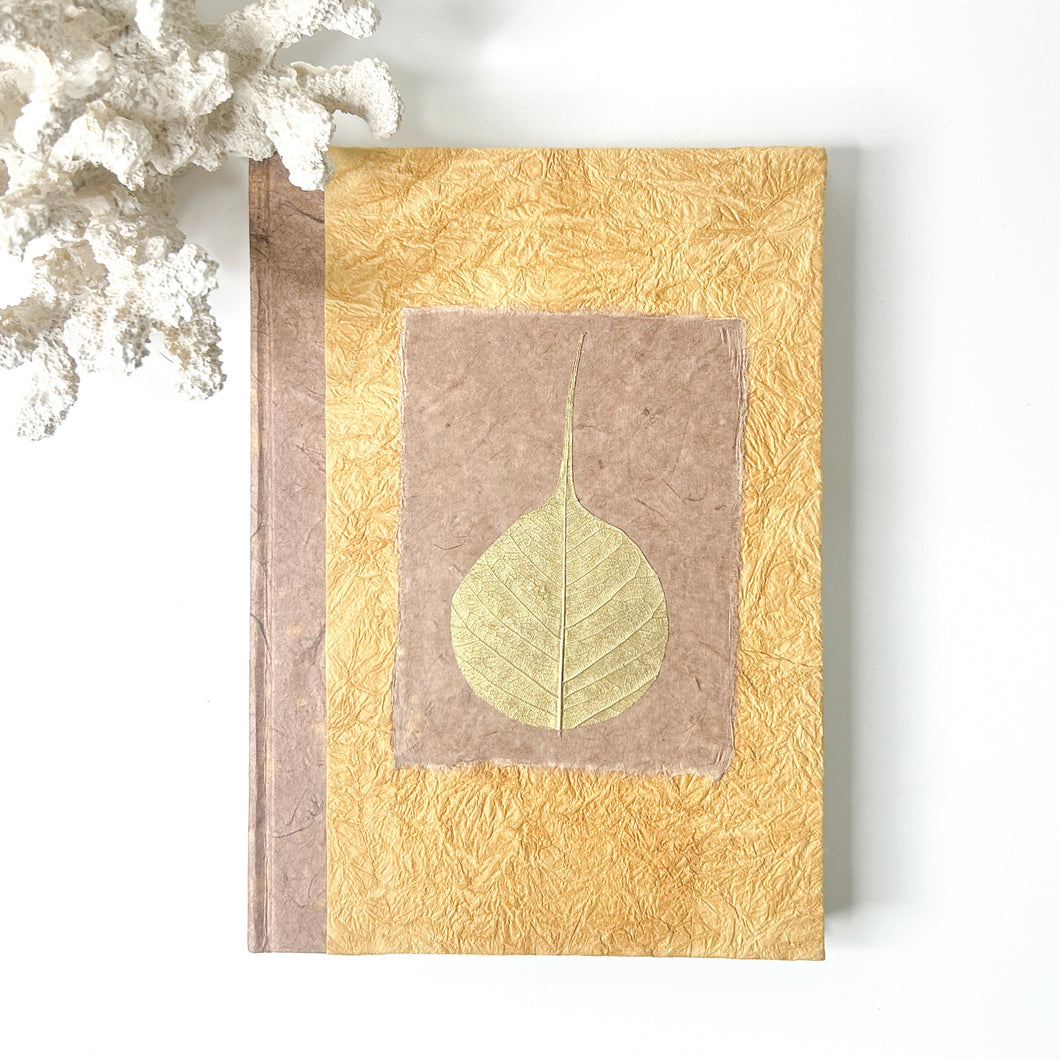 TIBETAN LARGE JOURNAL - GOLD BODHI LEAF