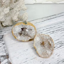 Load image into Gallery viewer, CLEAR QUARTZ CUT GEODE PAIR
