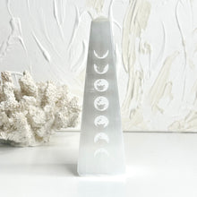 Load image into Gallery viewer, SELENITE MOON PHASE OBELISK
