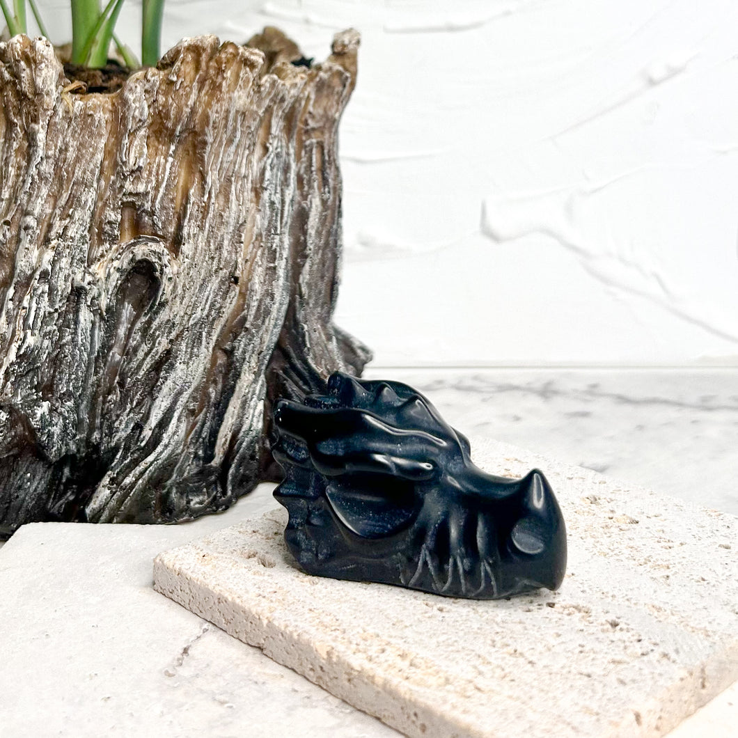 BLACK OBSIDIAN DRAGON HEAD