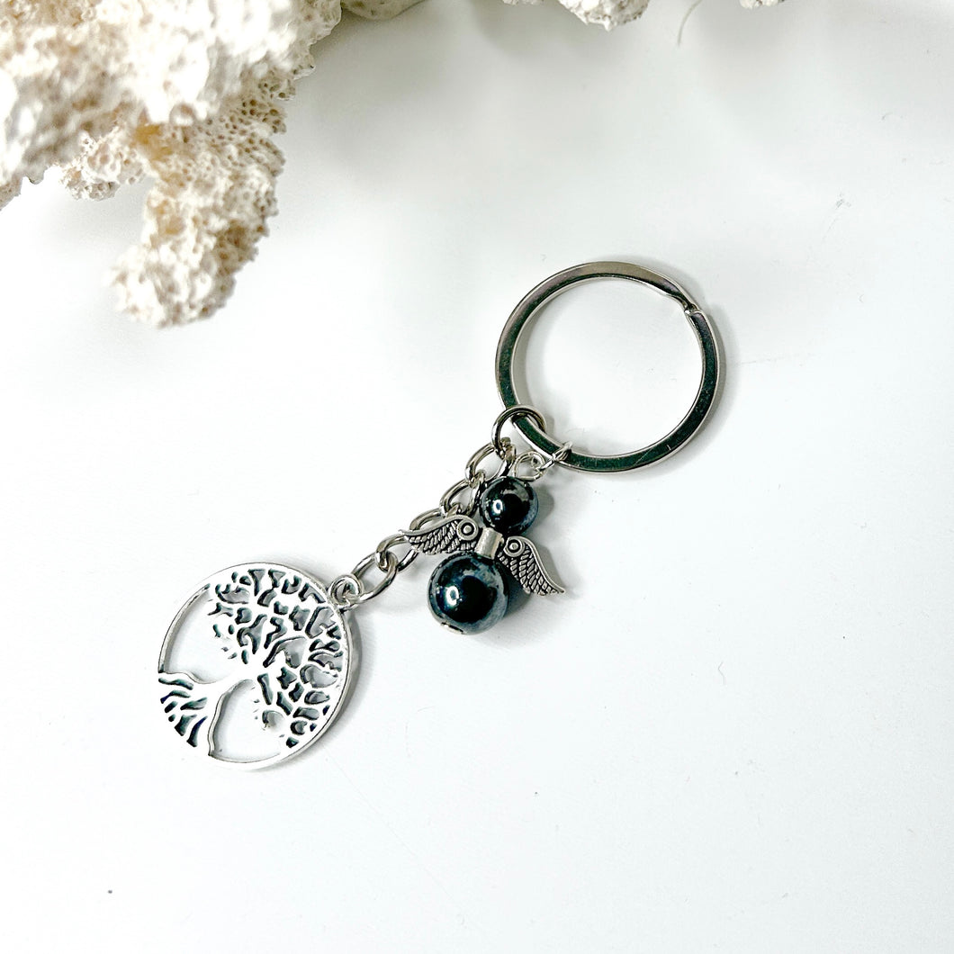 HEMATITE TREE OF LIFE KEYCHAIN