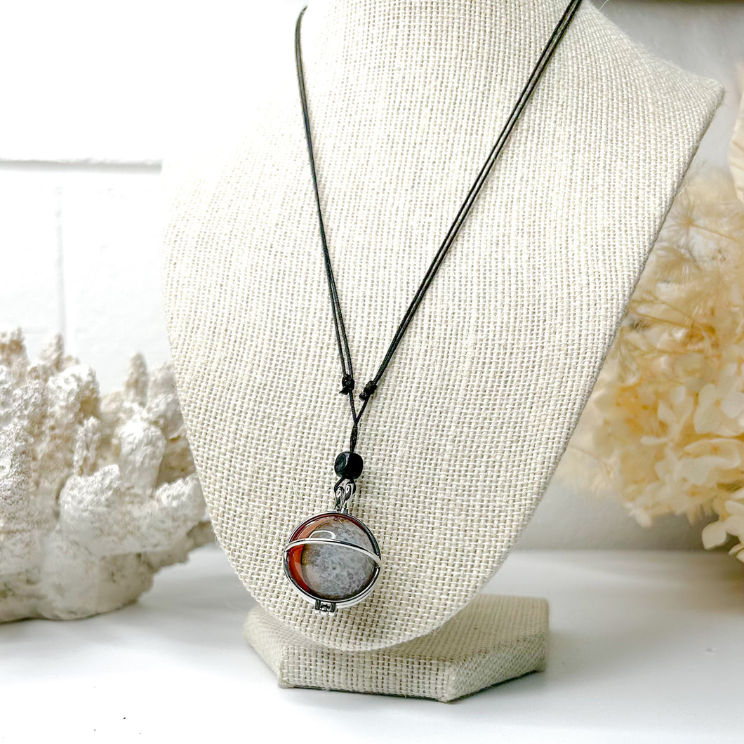 CARNELIAN MINI SPHERE CAGED NECKLACE