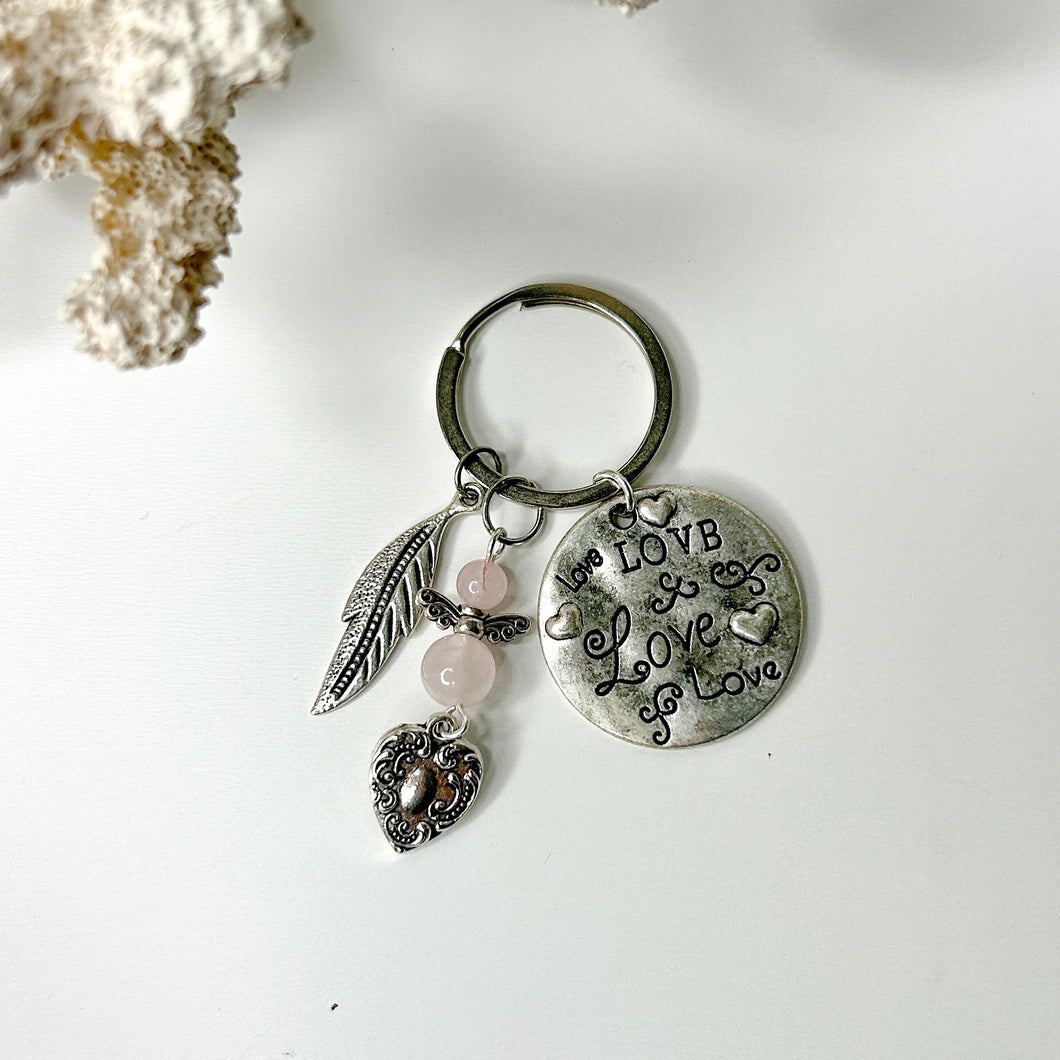 ROSE QUARTZ ANGEL KEY CHAIN