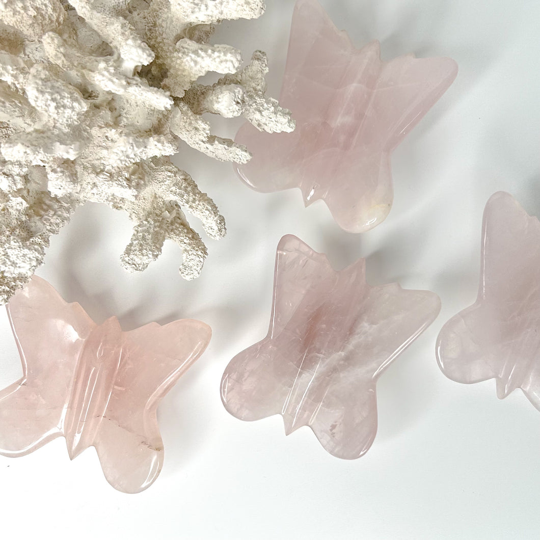 ROSE QUARTZ BUTTERFLY CARVING
