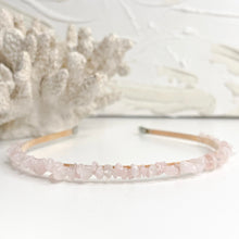 Load image into Gallery viewer, Crystal chip headbands in Clear Quartz, Rose Quartz, Green Aventurine and Aquamarine
