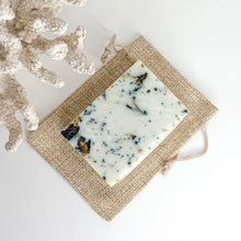 Load image into Gallery viewer, Handcrafted oatmeal blue pea flower soap bar with lavender and bergamot essential oils
