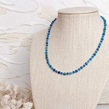 Load image into Gallery viewer, Blue Apatite faceted gemstone necklace with 3–4mm blue crystal beads
