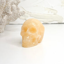 Load image into Gallery viewer, Yellow Calcite Skull Crystal Carving
