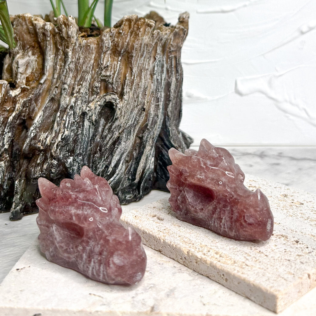 STRAWBERRY QUARTZ DRAGON HEAD
