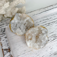Load image into Gallery viewer, CLEAR QUARTZ CUT GEODE PAIR
