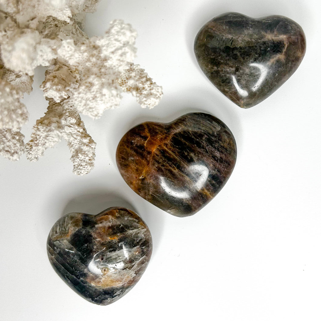 BLACK MOONSTONE HEART