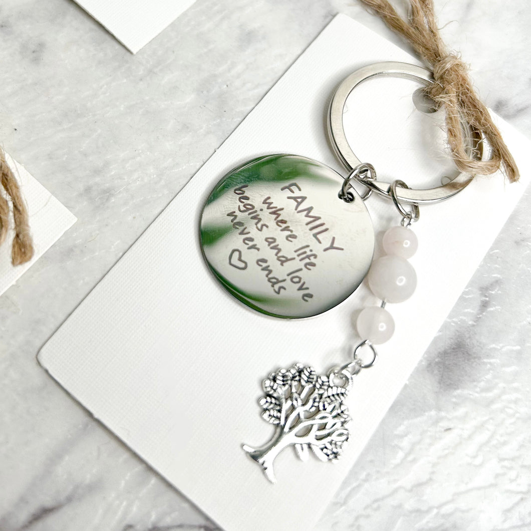 ROSE QUARTZ FAMILY KEY RING