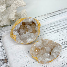 Load image into Gallery viewer, CLEAR QUARTZ CUT GEODE PAIR
