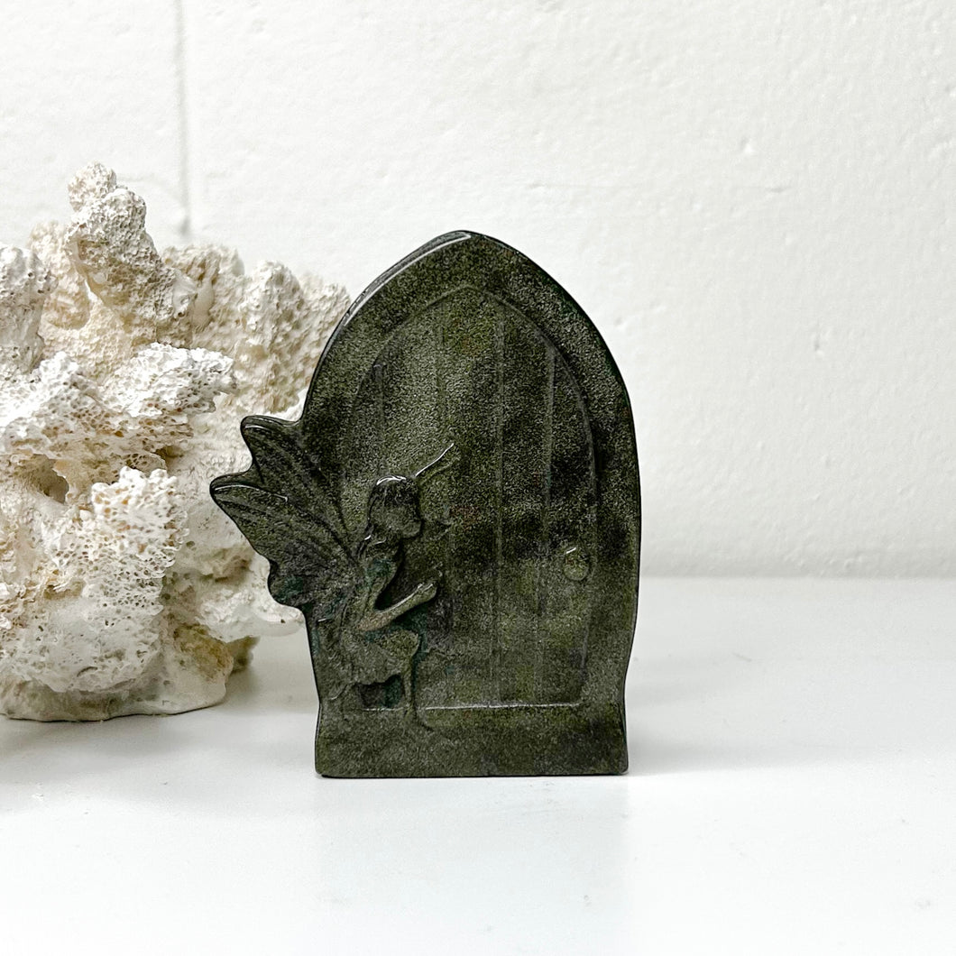 GOLD SHEEN OBSIDIAN FAIRY CARVING