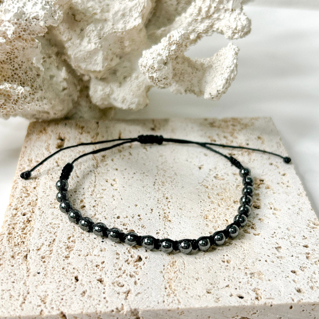 HEMATITE MACRAME BRACELET/ANKLET