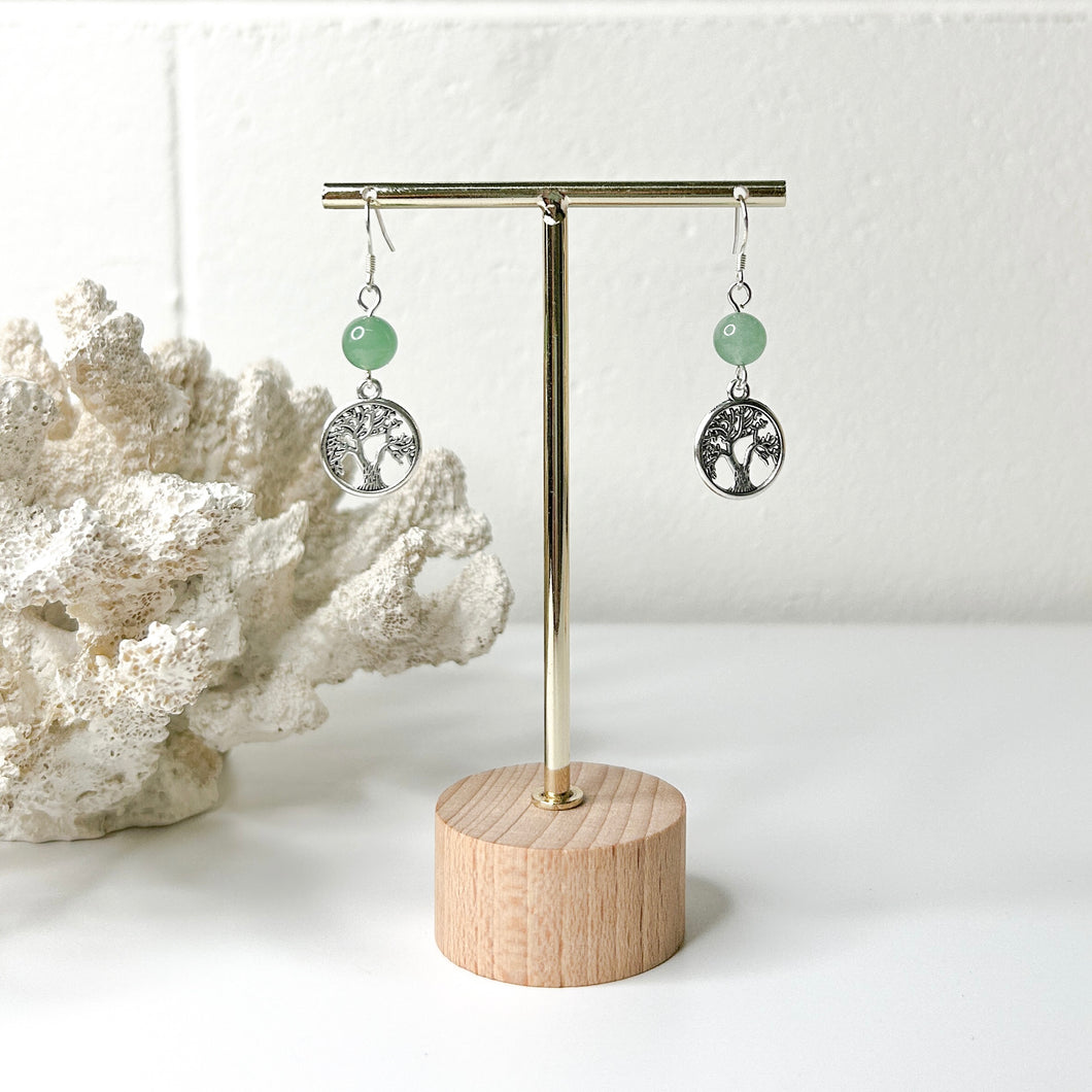 GREEN AVENTURINE TREE OF LIFE EARRINGS