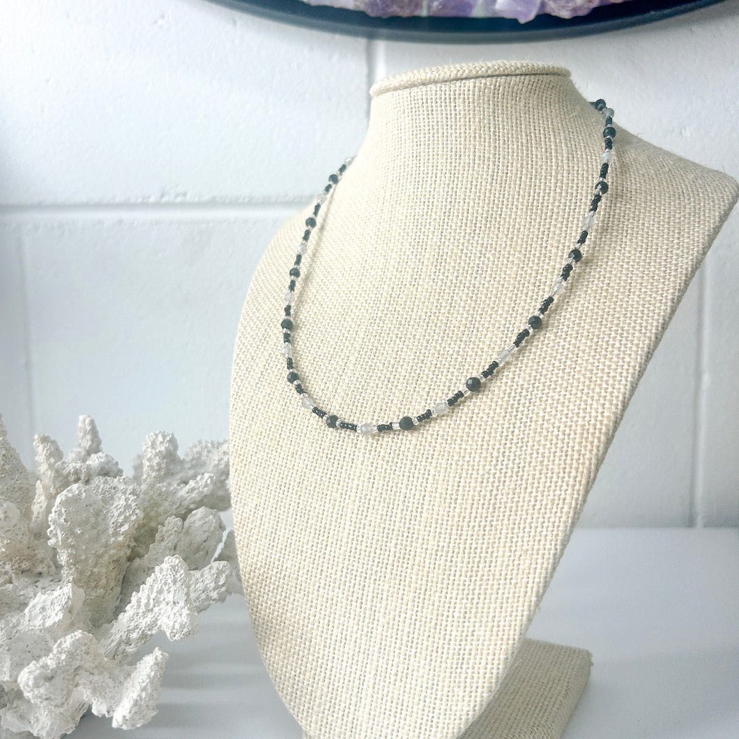 LABRADORITE & BLACK OBSIDIAN PROTECTION NECKLACE