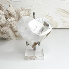 Load image into Gallery viewer, Polished Moss Agate hearts with natural white grey and earthy moss-like patterns
