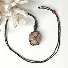 Load image into Gallery viewer, PEACH MOONSTONE MACRAME NECKLACE
