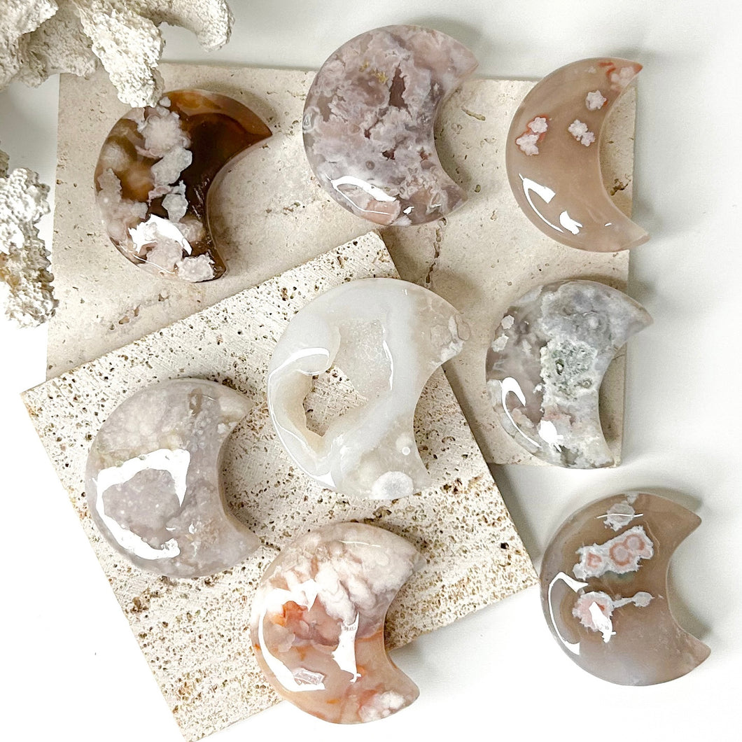 FLOWER AGATE ASSORTED MOON